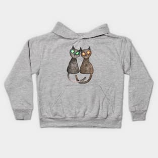 Two cute loving cats Kids Hoodie